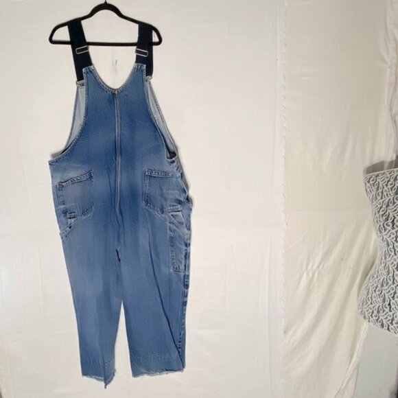 Vintage Toro Blue Distressed Denim Cropped Overalls 2XL - Picture 2 of 16